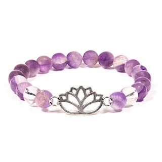 Bracelet amethyste chevron cristal de roche lotus 