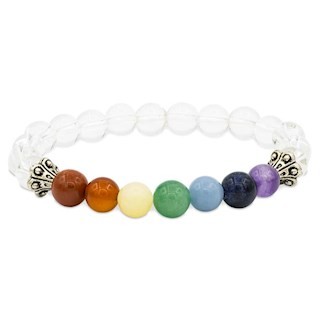 Bracelet chakra en cristal de roche elastique 0 8