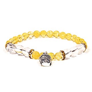 Bracelet citrine cristal de roche bouddha 6 8 mm