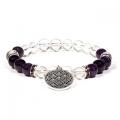 Bracelet cristal de roche amethyste fleur de vie 1