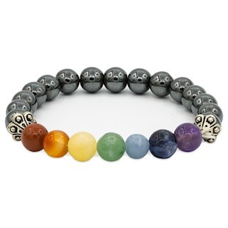 Bracelet des chakra en hematite elastique 0 8 cm