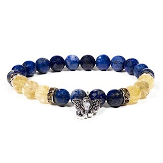 Bracelet lapis lazuli quartz rutile avec ganesh 1 