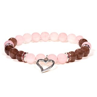 Bracelet quartz rose quartz fraise avec c ur 8mm 1