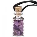 Fiole cadeau en verre cordon cire amethyste