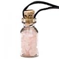 Fiole cadeau en verre cordon cire quartz rose