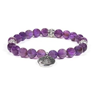 Mala bracelet amethyste elastique bouddha