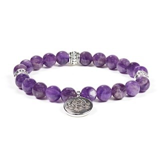 Mala bracelet amethyste elastique lotus