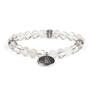 Mala bracelet cristal de roche elastique bouddha