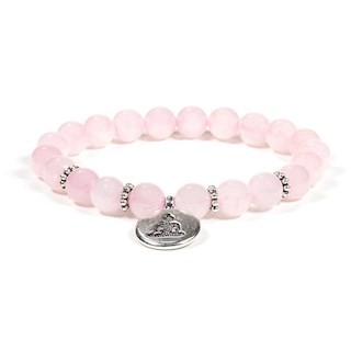 Mala bracelet quartz rose elastique bouddha