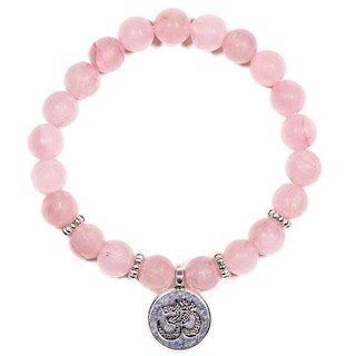 Mala bracelet quartz rose elastique om 0 8cm